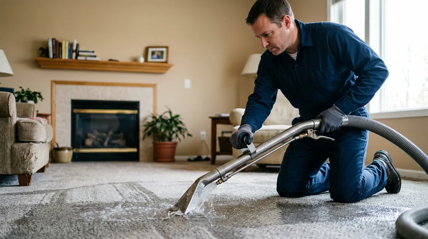 Water damage restoration technician working near Sidney, MI